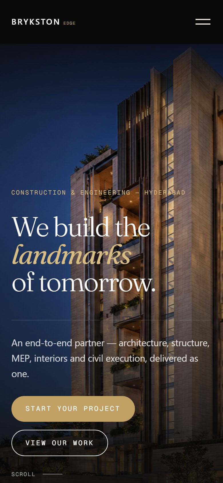 Brykston website — mobile